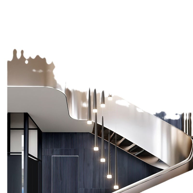 Apartamento escalera dúplex gran edificio medio libre loft hueco escalera larga lámpara de escalera dúplex creativo edificio villa en el edificio