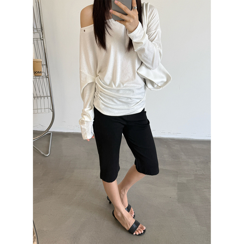 T-Platform Korean Version Ins Four-Way Stretch Ice Skin Mask Pants Women's Slim Denim Capri Pants Summer 68522