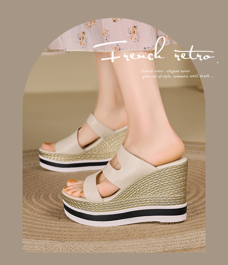 Sandal cao gót nữ hở mũi đế xuồng 10 cm — đen chi tiết 1