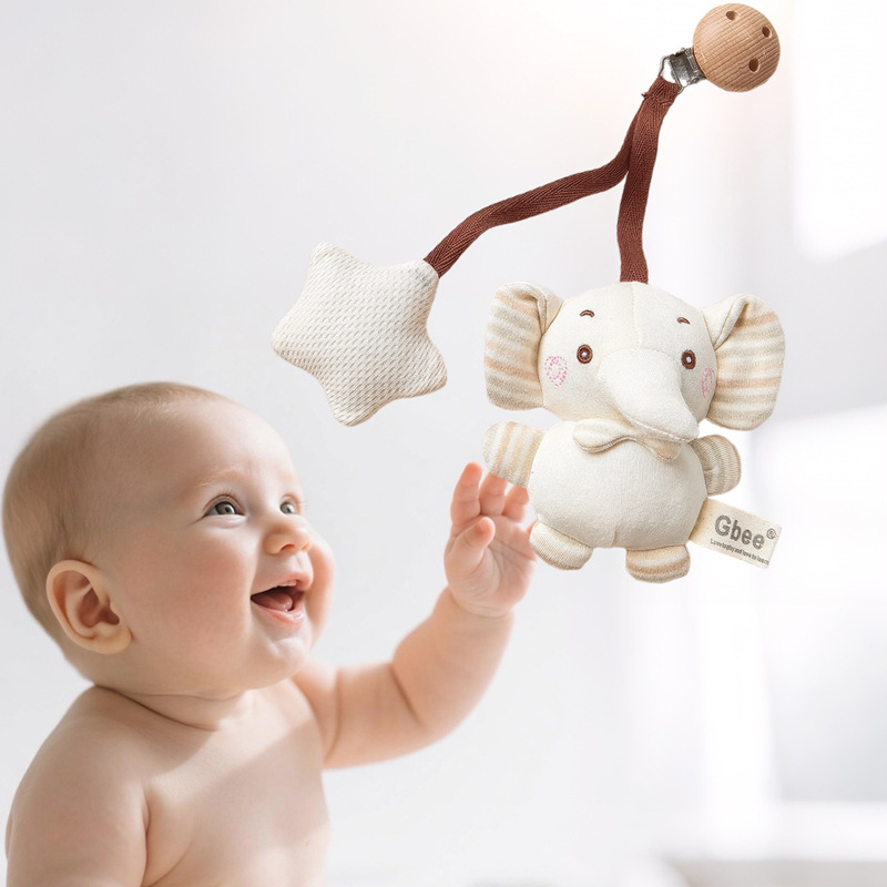 Gbee campana de cascabeles de algodón orgánico viento de madera recién nacido color algodón relajante torno colgante luna pequeña fábrica de juguetes para bebés