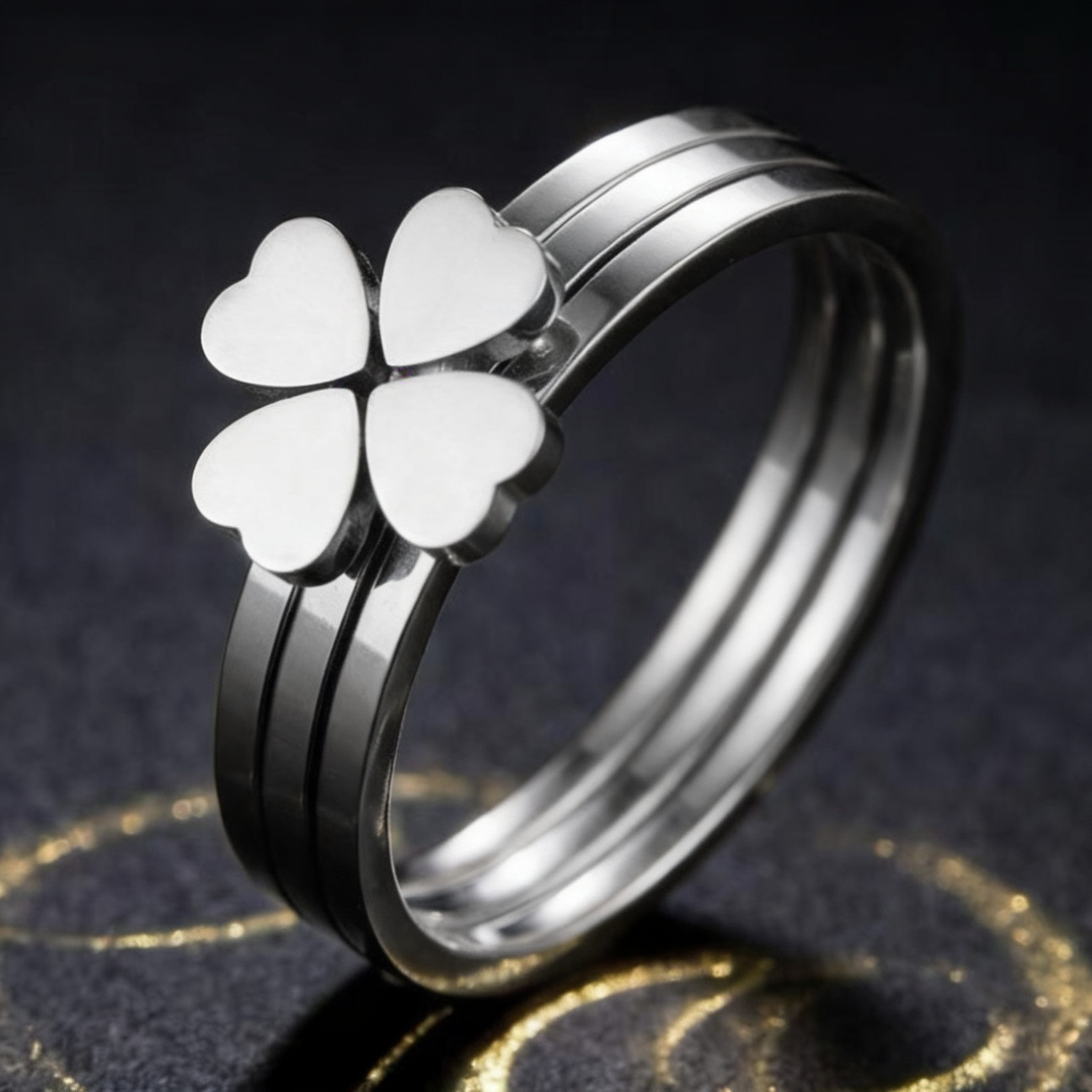 Anillo de acero inoxidable, nicho femenino, lujo ligero de alta gama, sin decoloración, oro rosa, diseño de gypsophila, joyería femenina