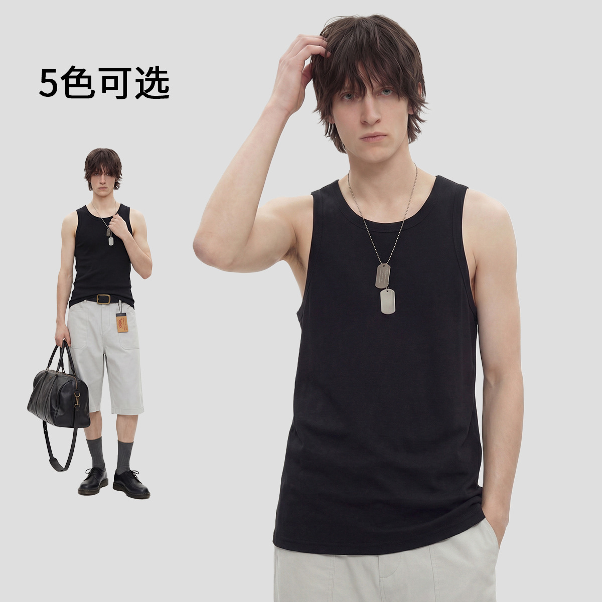 Camiseta sin Mangas Deportiva para Hombre Poliéster Resistente al Desgaste para Ocio