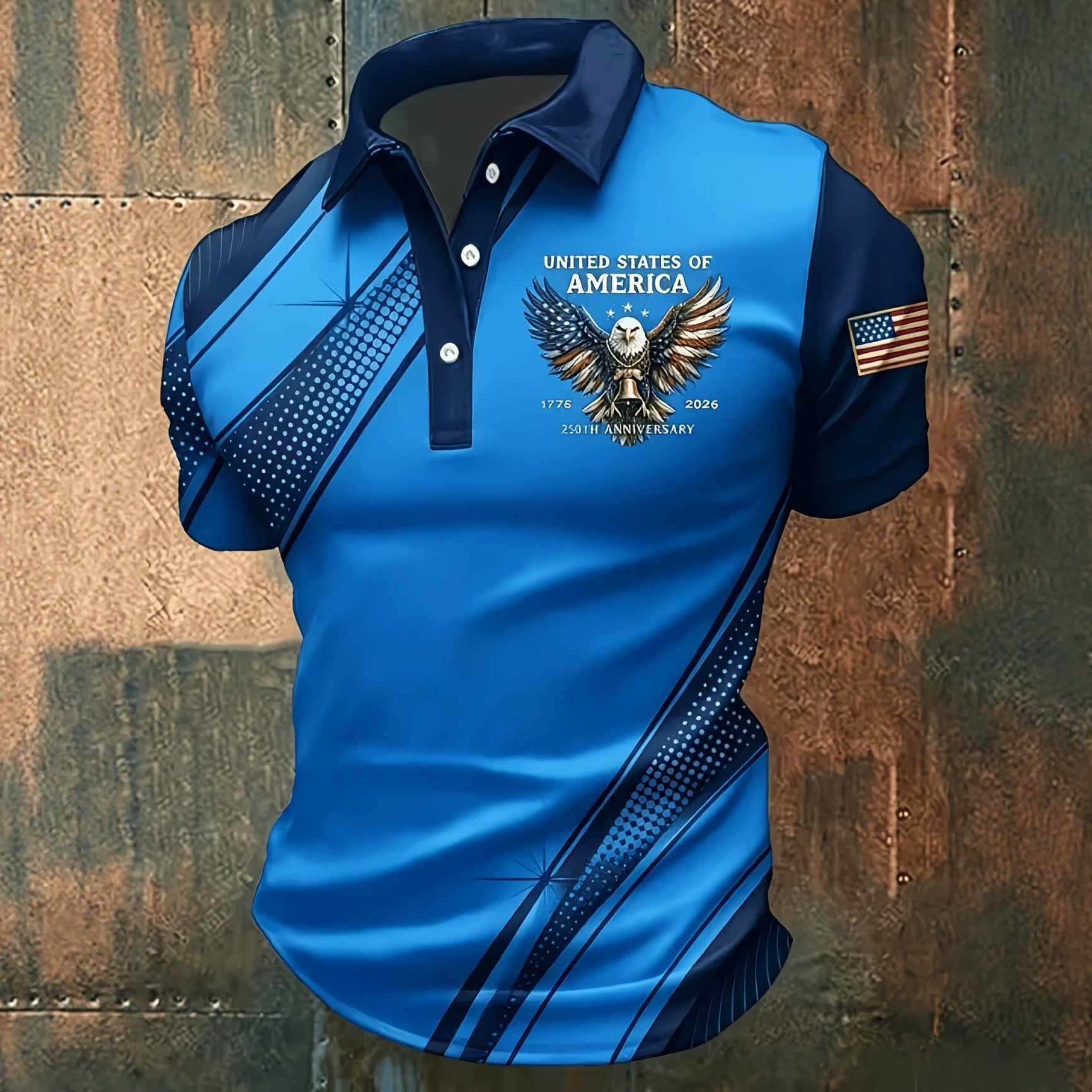 2026 New Model Cross-Border Foreign Trade Amazon Independent Station 3D Printed American Series Men's Polo Shirts Wholesale