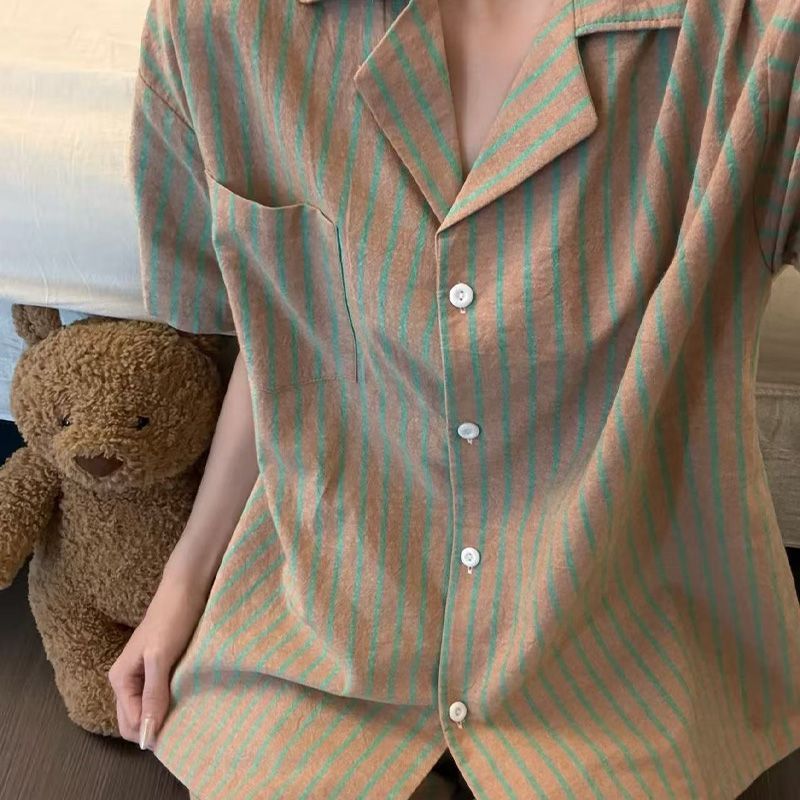 120G nubes de algodón pijama de mangas cortas pantalones cortos de dos piezas set de ropa para el hogar comercio exterior transfronterizo orden tiktok mujer verano