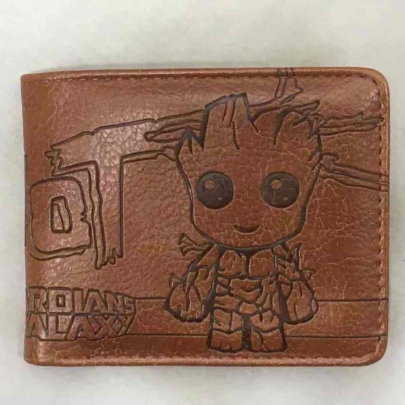 Film and Television Galaxy Guard Little Tree Man Groot Short Half-Fold Wallet Star Wars Pu Leather Embossed Wallet