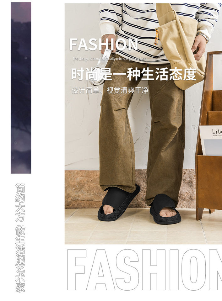 Dép sandal nam cỡ lớn quai dán hở ngón, chống trượt, thoáng khí, đi biển và dạo phố mùa hè — 8018 màu kaki, 8018 màu đen, 8018m màu chi tiết 3