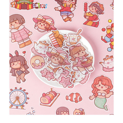 Small mochi notebook sticker pack set water cup decoration small pattern cartoon cute girl material pack and paper stickers