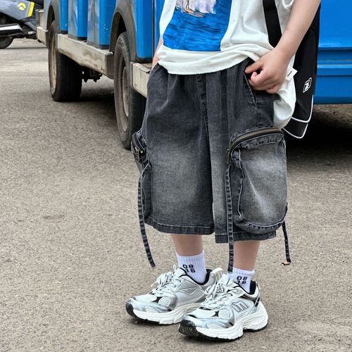 Tairu 2024 new summer style Korean style boys' versatile design large pocket denim shorts children's fashion pants