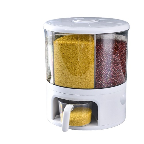 Kitchen rice storage box Japanese-style grain storage rice bucket divided grain storage bucket sealed household rotatable rice bucket