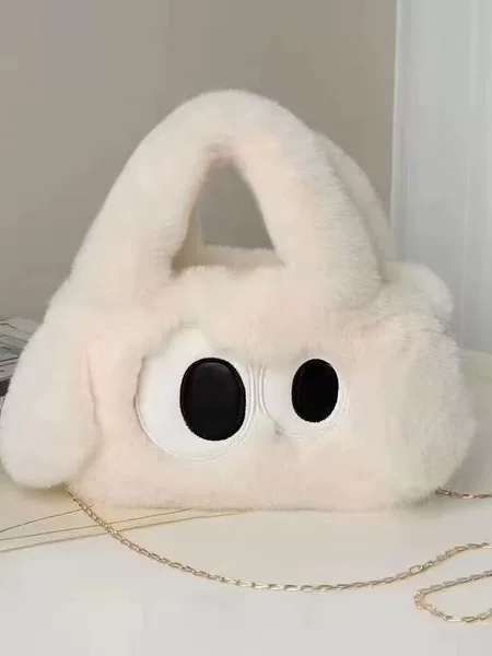 Cute Big-Eyed Plush Cartoon Crossbody Handbag for Women, Popular Internet Sensation Kitten Bag for Autumn and Winter