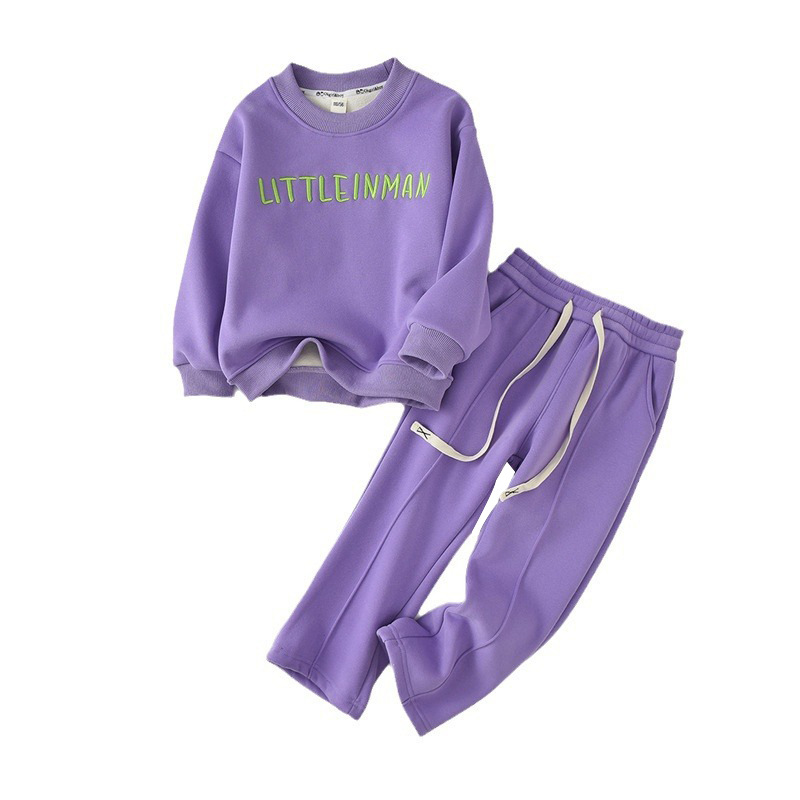 Autumn and winter new Korean clothing children's plush warm set, girl's hoodie, student leisure sports_voghion.com