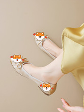 现货~法式平底芭蕾单鞋女秋季2025新款软底一脚蹬蛋卷鞋大码女鞋