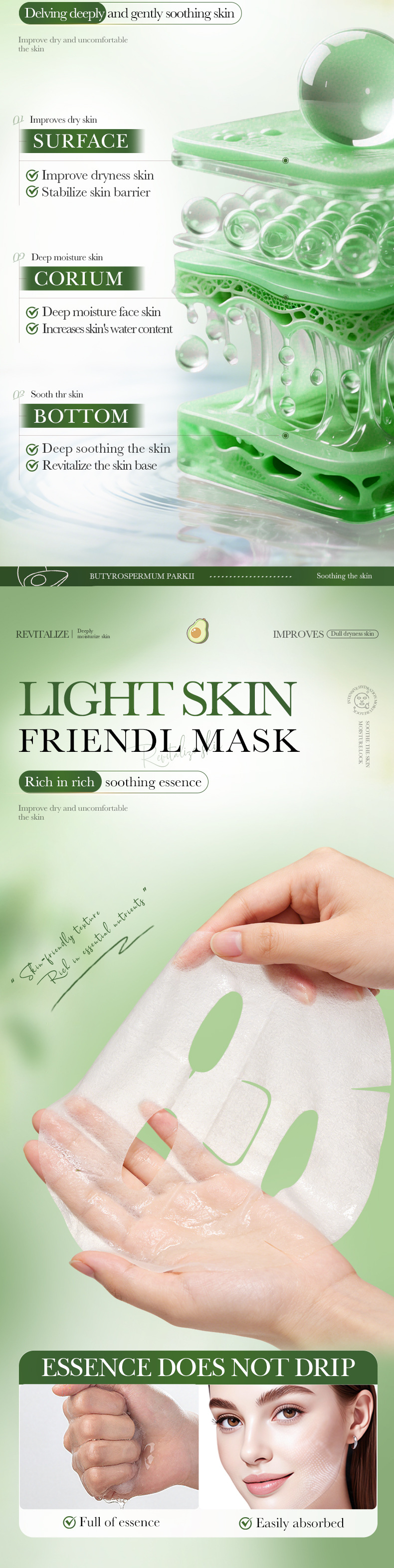 Sınır Ötesi Meyve Hyalüronik Asit Serisi Maske 25ml SADOER Niasinamid Nemlendirici Maske Cilt Bakım Ürünleri Toptan