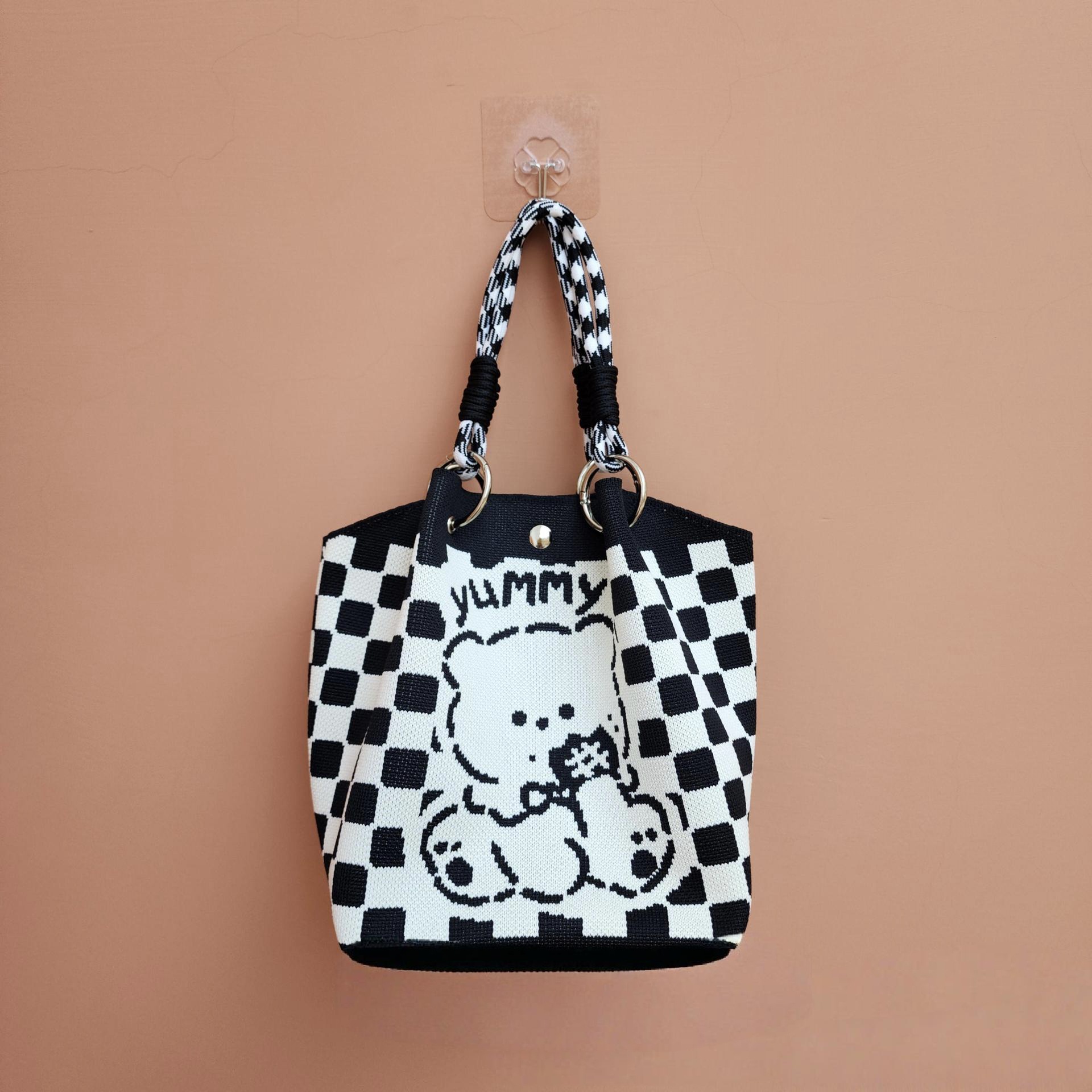 Bolsa de punto bolsas de dibujos animados para mujeres lindas bolsas de regalo de mano bolsas de bocadillos prácticas versátiles bolsas de cubo baratas gran capacidad