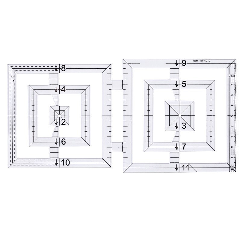 Regla de costura de acrílico cuadrado negro regla cuadrada transparente Placa de ropa a medida que hace material de herramienta