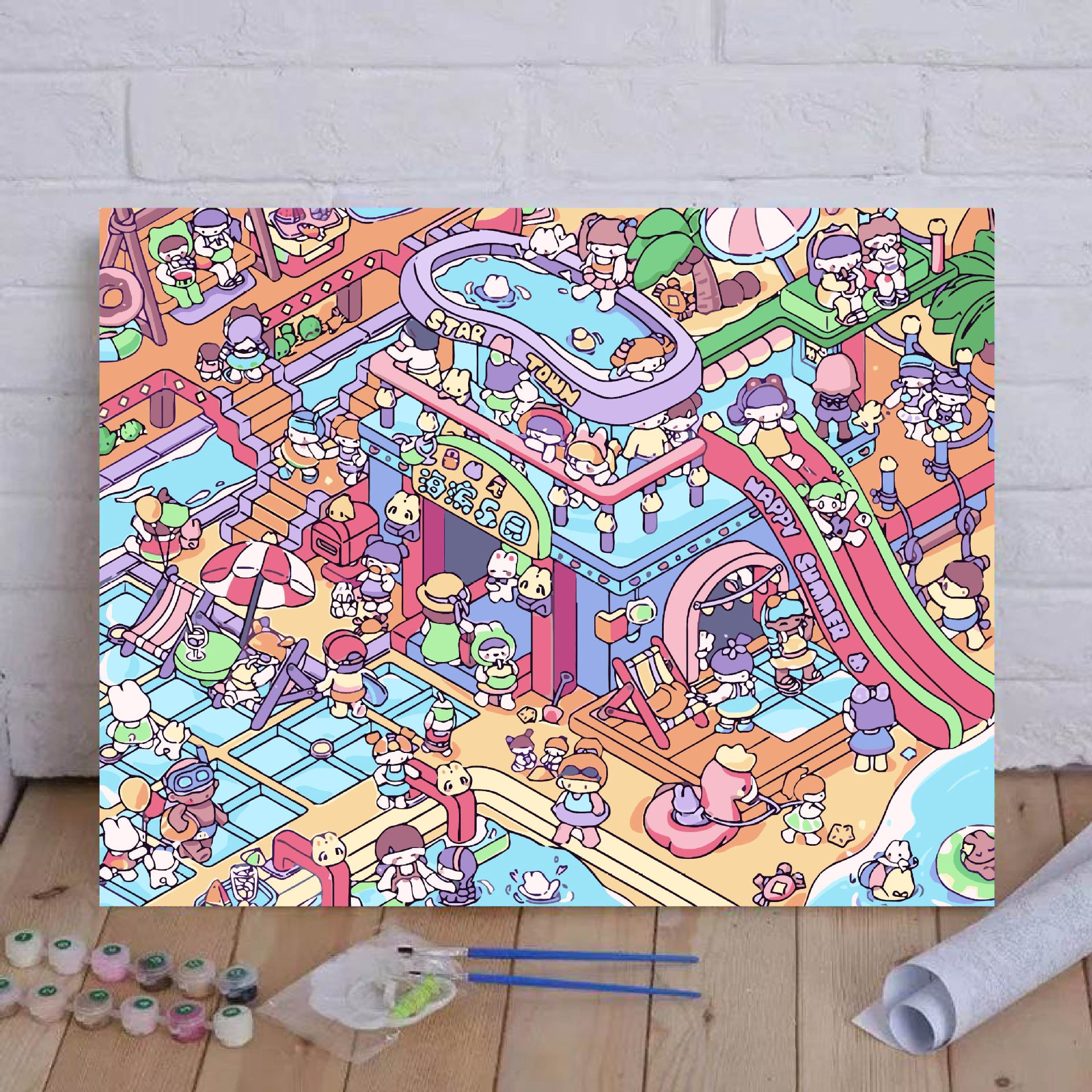 Diy pintura al óleo digital Leek Fragrance Town serie de colección de autenticidad encantadora pintura decorativa de relleno de mano cálida