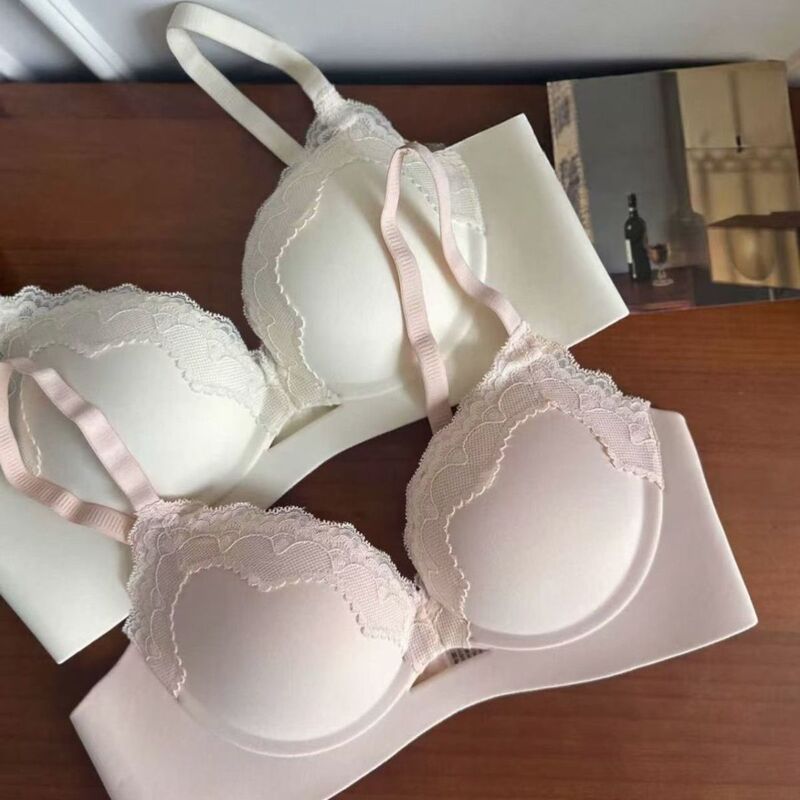 One-Piece Intimates for Women with Small Breasts, Sexy Pure Lust Low-Cut Deep V Lace Abstinence Push-Up Bra