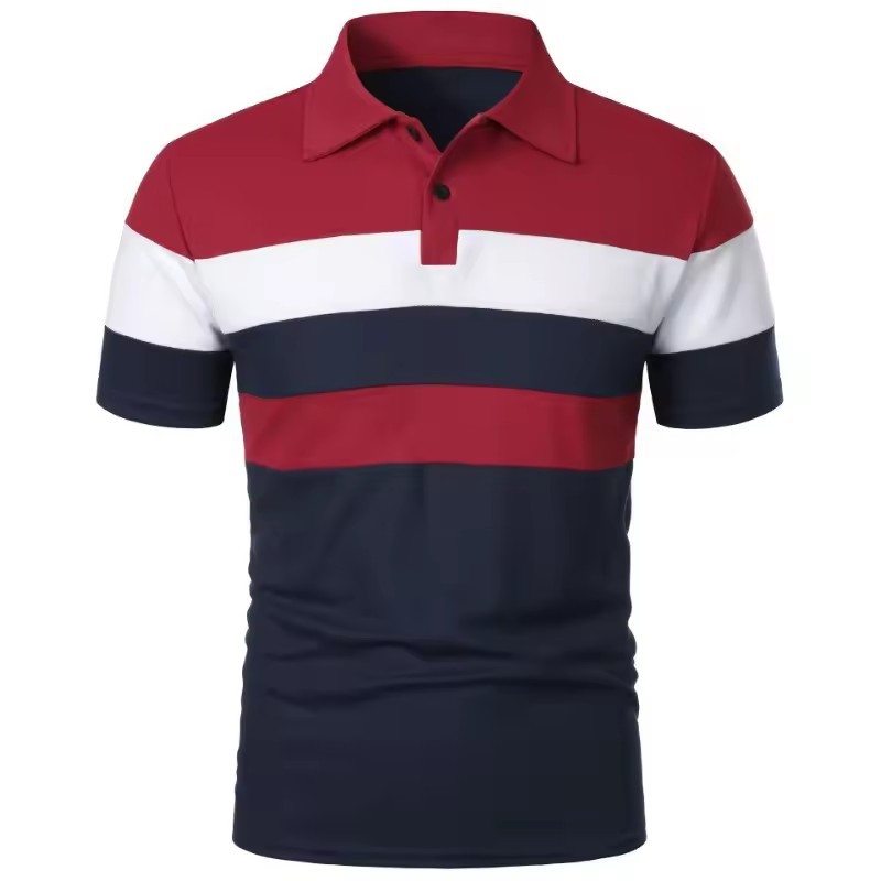 Camisa de polo deportiva para hombre con estampado digital 3D a rayas, camiseta POLO suelta de manga corta de tamaño europeo de verano 2024