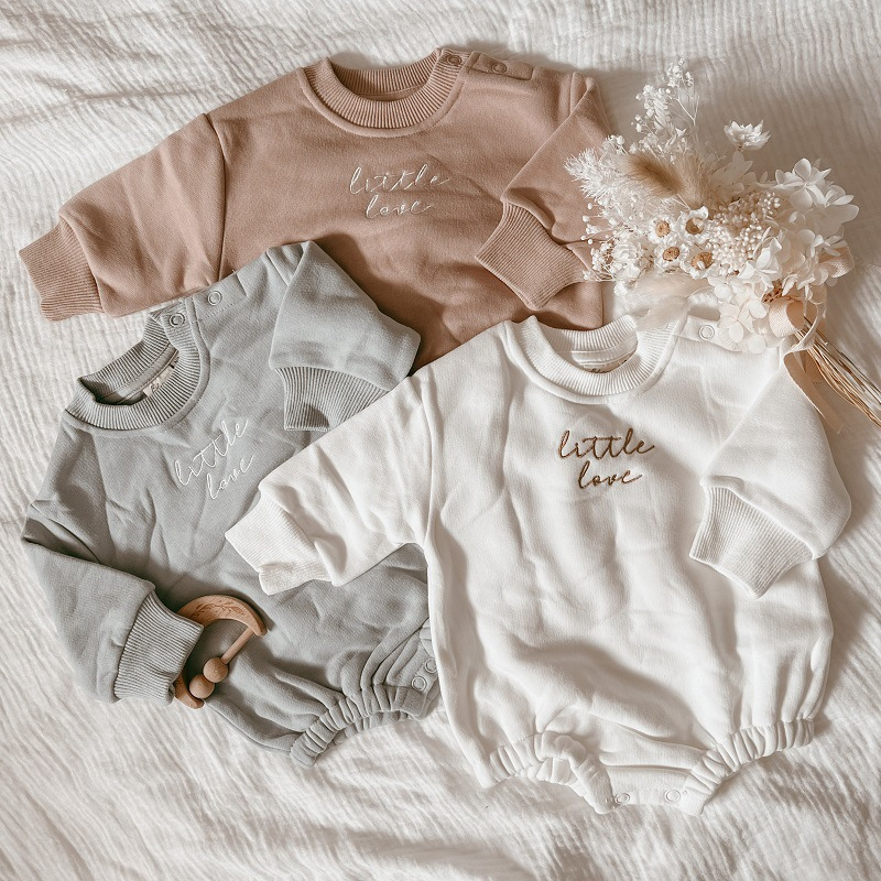 New velvet baby clothing Little Love embroidered neutral infant baby…
