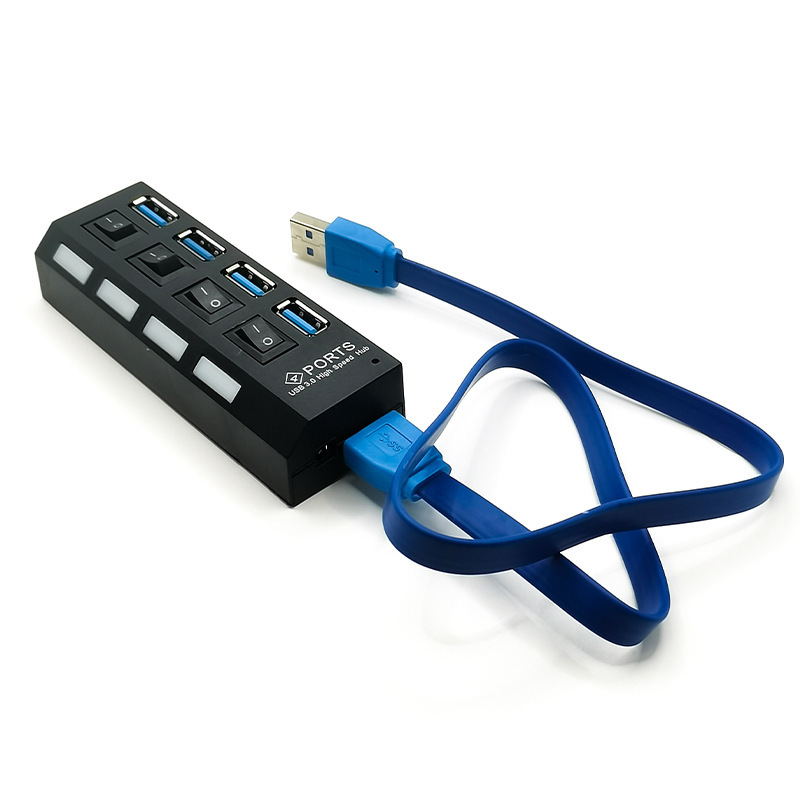7-Port Hub with Independent Switches, One-To-Seven Hub for Laptops, USB 2/3.0 Splitter for High-Speed Transmission