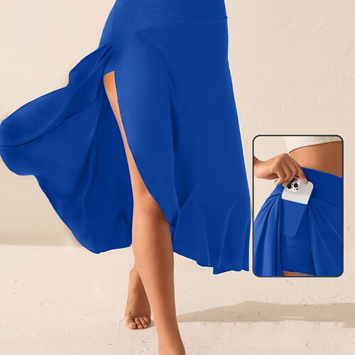 Women's European and American Unstructured Elegant Hemline Flowy Fashion Solid Color Midi Dress