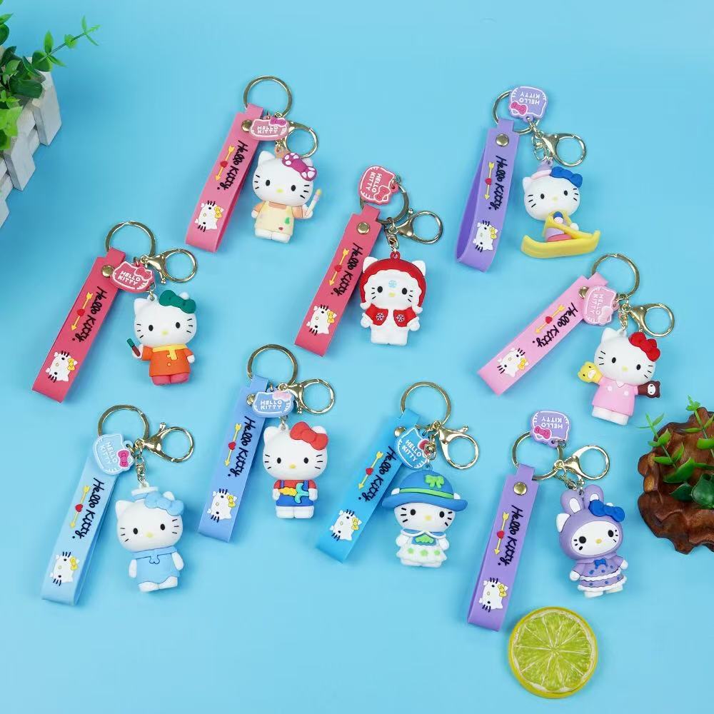 网红爆款可爱Kitty猫钥匙扣挂件情侣包包公仔配饰汽车钥匙链挂饰