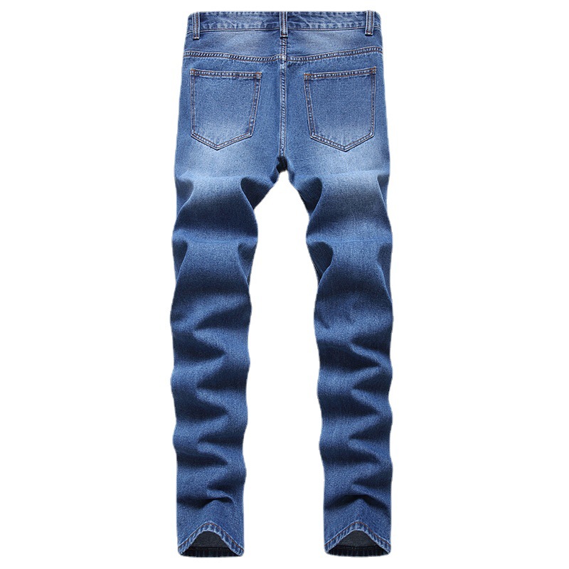 Neue Distressed-Jeans für Herren, modische und lässige Jeanshose mit geradem Bein_voghion.com