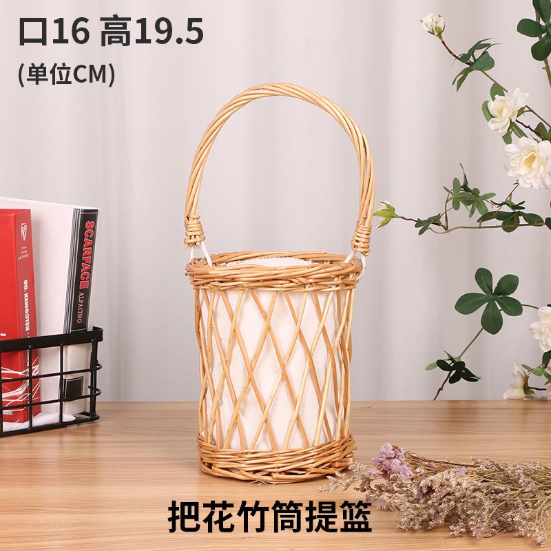Encaje Mini encaje princesa cesta sauce Vine hierba olla tejida verde rosa flor niños foto cesta mano regalo cesta de flores de mano