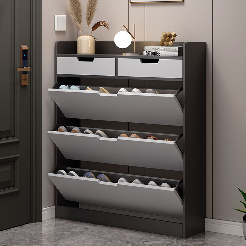 Italian Ultra-Thin Tipping Bucket Shoe Cabinet Multi-Layer Shoe Rack Home Entrance Space-Saving Large-Capacity Multi-Functional Cabinet Entrance Cabinet