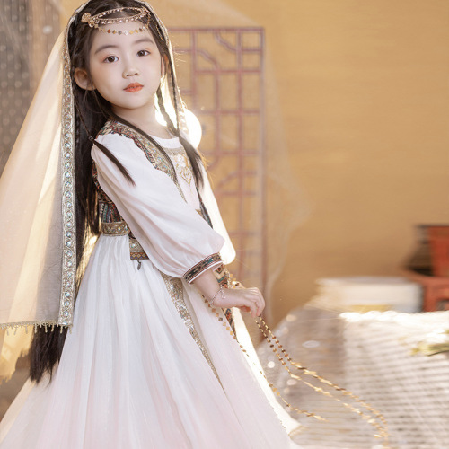 Chinese-style dress for girls, summer princess skirt, children's women's ethnic-style dress, children's clothing, dance dress, high-end set, wholesale