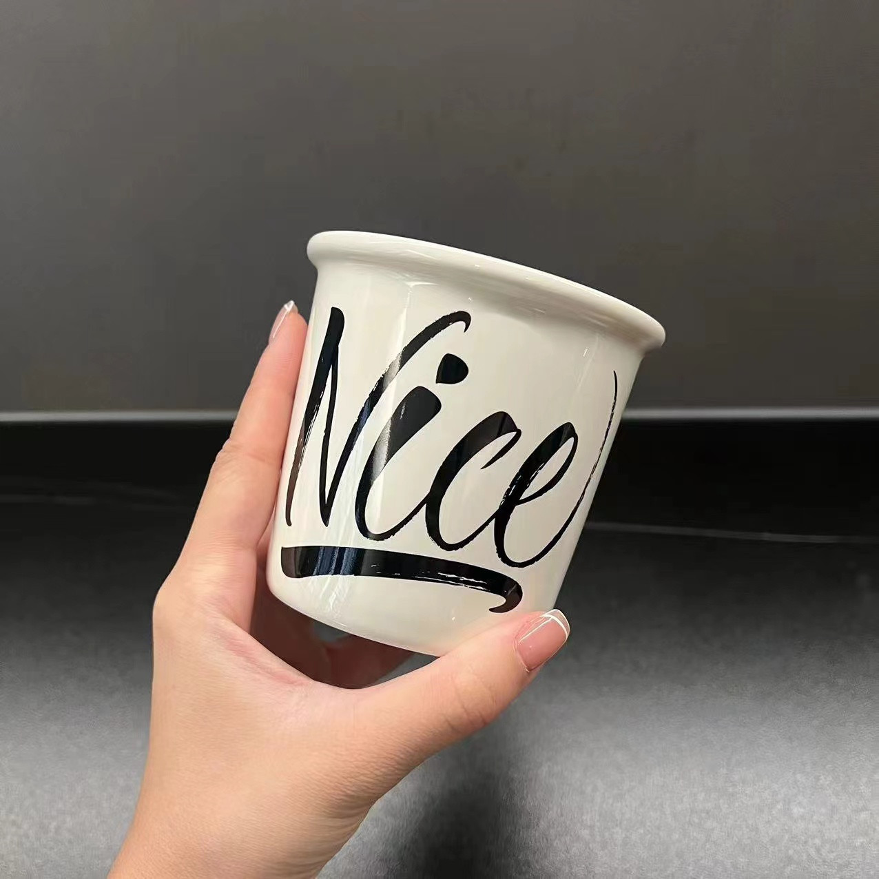 Inglés letras ins tazas de papel estilo de cerámica mano taza de leche adorable taza de café latte taza de café