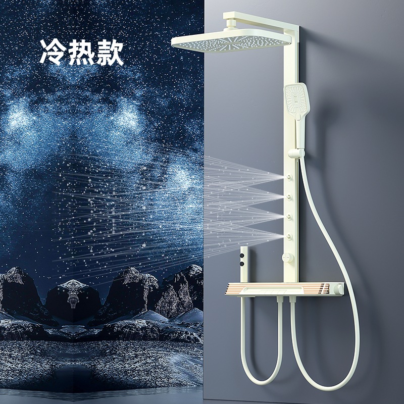 Botón de piano conjunto de ducha de pantalla digital de baño de atmósfera lámpara de pared tubo cuadrado con ducha de pulverización de cintura ducha de temperatura constante