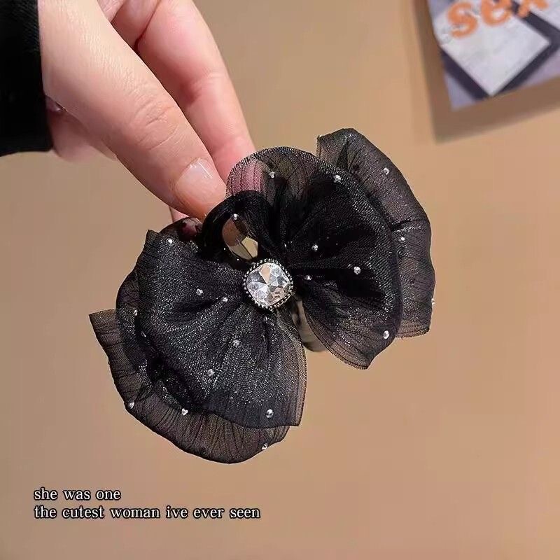 满天星绢纱泡泡抓夹女夏天发量少发夹半扎马尾发卡夹子小号鲨鱼夹|undefined