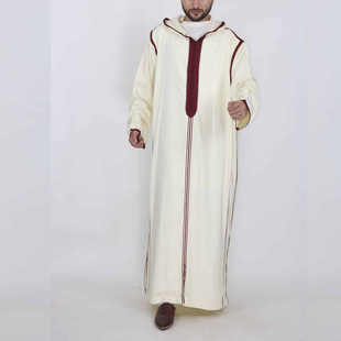 Arab Cross-Border New Men's 2023 Amazon Aliexpress Muslim Long Hooded Robe Shirt in Stock