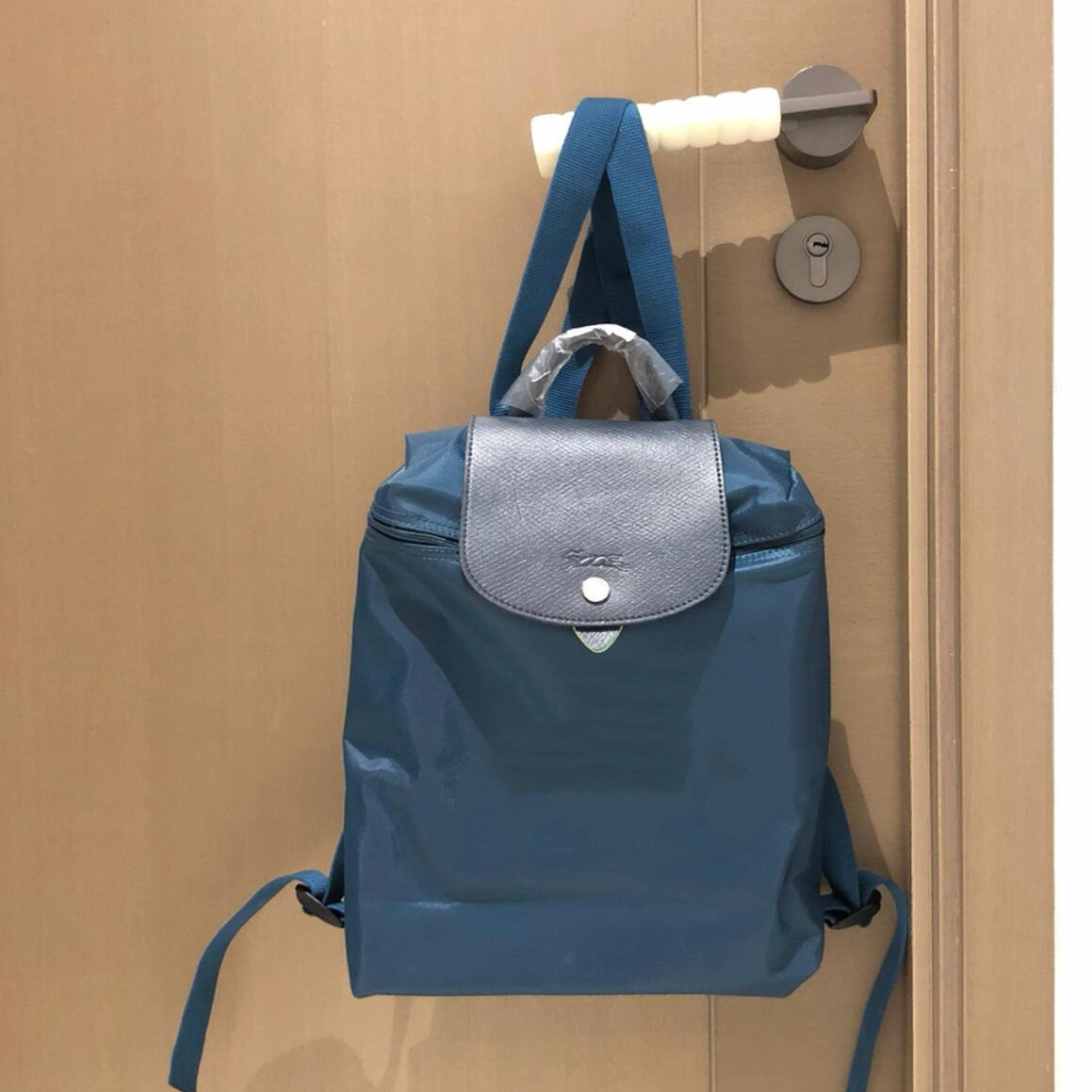 Environmentally friendly marine blue backpack