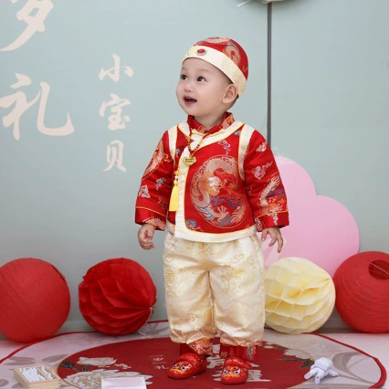 Малышка годовалое платье праздничный весенний и осенний новый китайский стиль