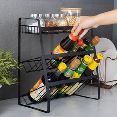 Ou Runzhe kitchen storage rack desktop iron multi-layer spice rack multi-functional seasoning bottle layered storage rack