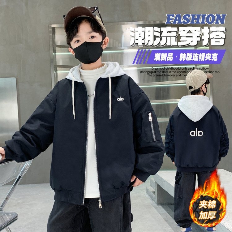 男童秋装连帽冲锋衣外套2025新款中大童男孩宽松防风上衣跨境批发|undefined