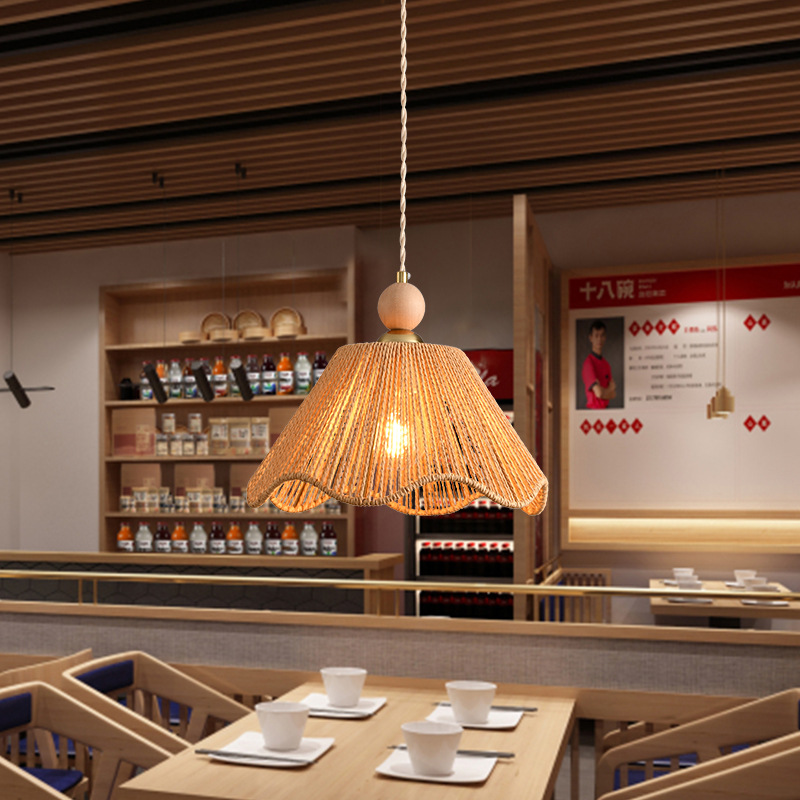 Lámpara de cuerda de cáñamo estilo japonés retro estilo antiguo hotel residencial chino restaurante bar tienda de olla caliente linterna