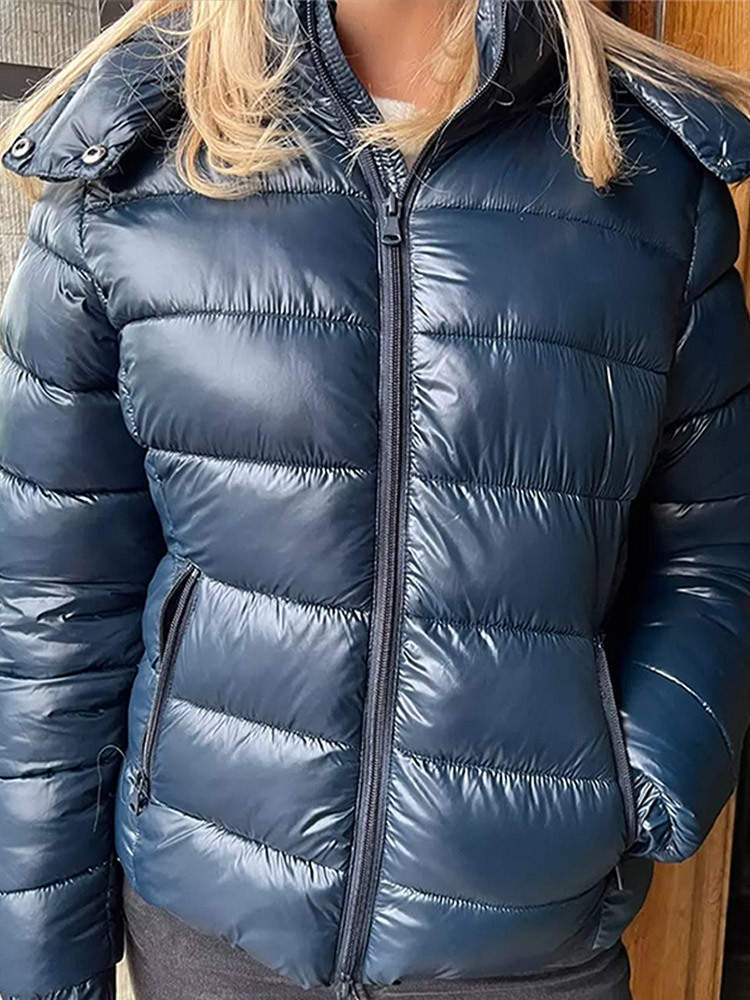 Elegante temperamento de moda de color sólido con capuzas de algodón de hilo delgado abrigo de algodón de otoño y invierno 2025 nuevo estilo europeo y americano transfronterizo image 8