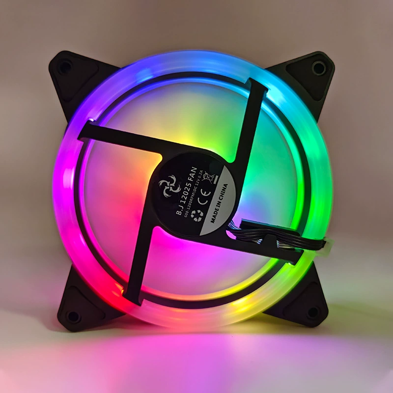 Корпусный вентилятор для компьютера 12025‑LED, 12 см, двойное кольцо RGB, высокий воздушный поток и тихий