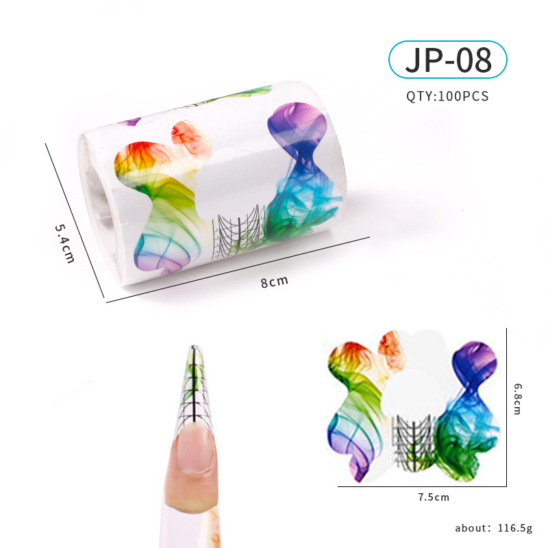 Soporte de papel de uñas de herradura extensión de fototerapia de cristal herramienta de uñas arte de uñas mariposa mosca titular de dedo rectangular 100 unids/rollo