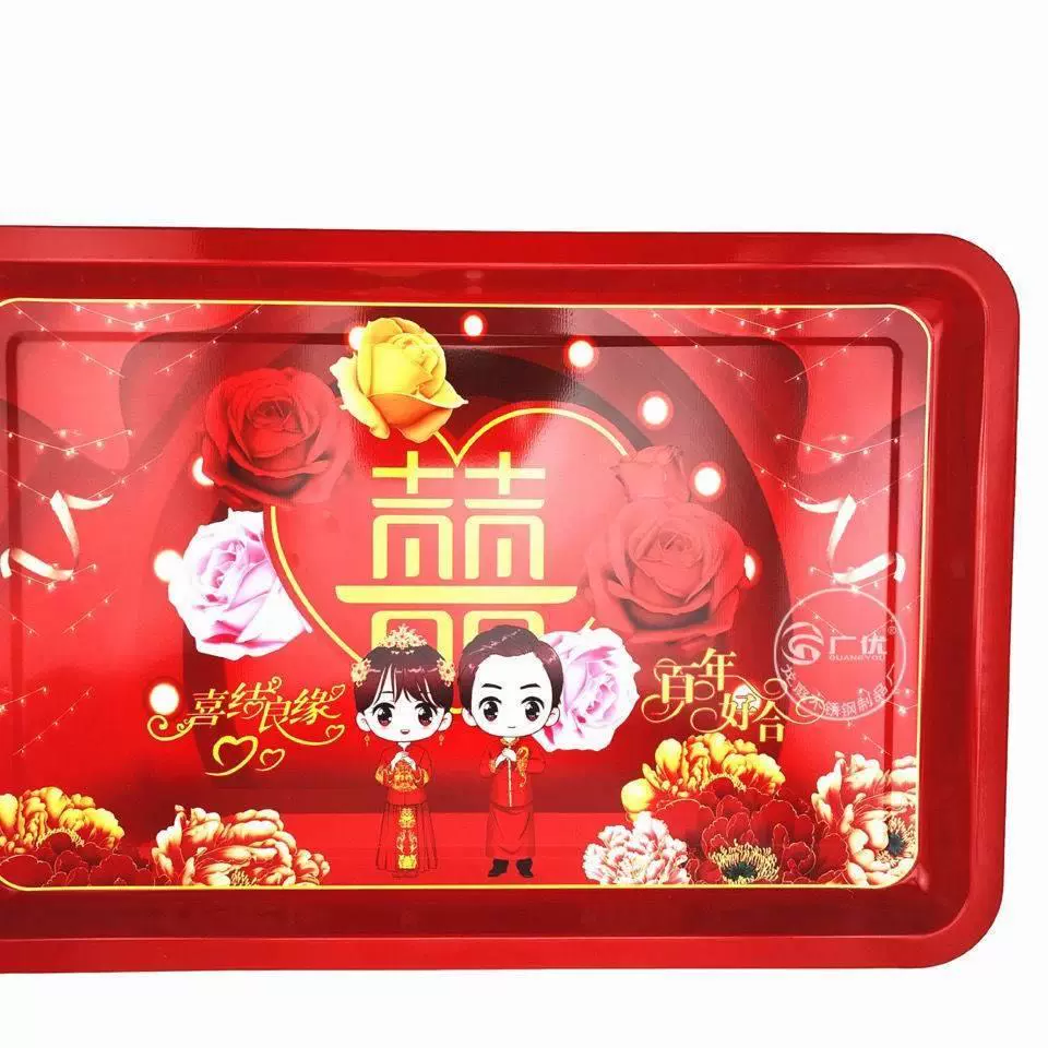 Нержавеющая сталь большая красная квадратная тарелка для плодов и свадьбы, квадратная тарелка, квадратная семена дыни, конфеты, вода, фруктовая тарелка, красный чай поднос