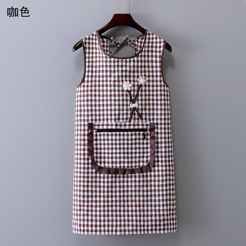 입체적인 꽃지퍼 포켓 조끼-브라운