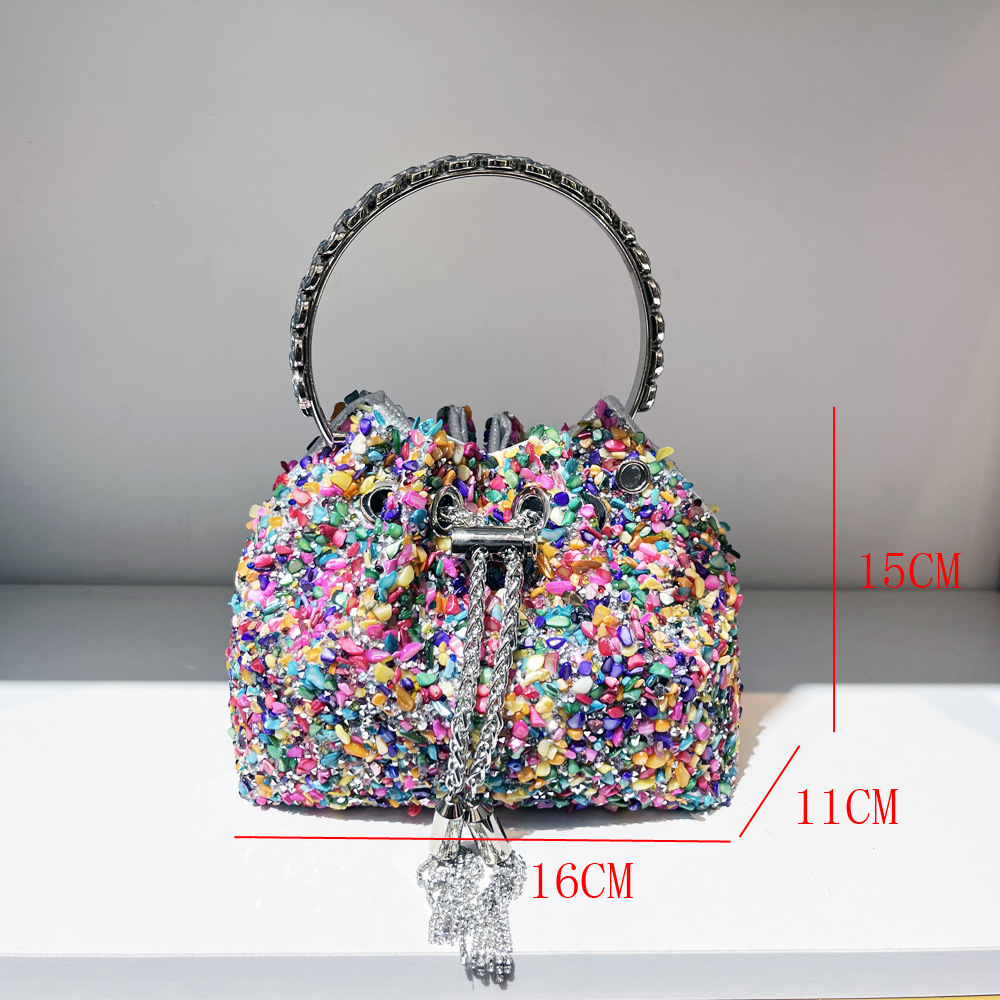 487g Weight String Closure Type Top Handle Strap Type Bucket Bag Bags Type Holiday, Shopping Occasion Polyester Material Solid Color Pattern All Seasons Season Women's Gender Streetwear Style Bucket Shape Medium Size Women's Medium Polyester Solid Color Streetwear Bucket String Bucket Bag 29