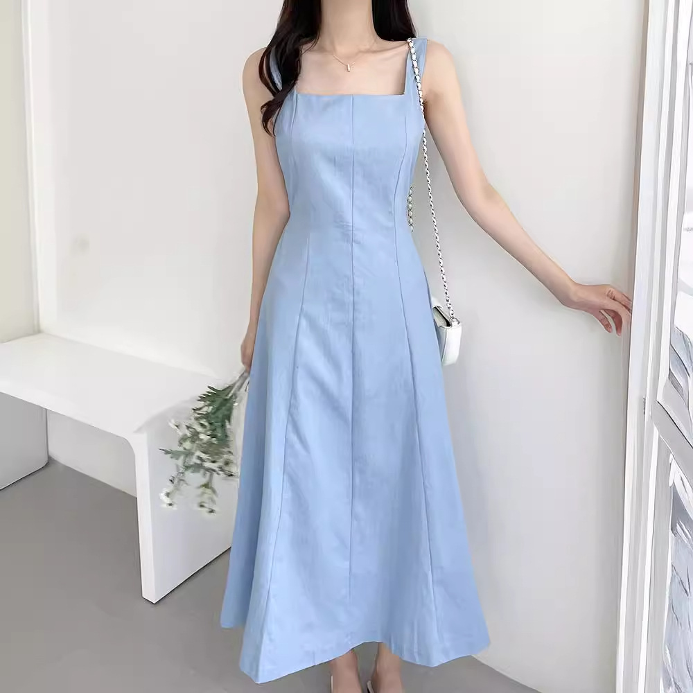 Summer solid color elegant fitted brace sleevless
