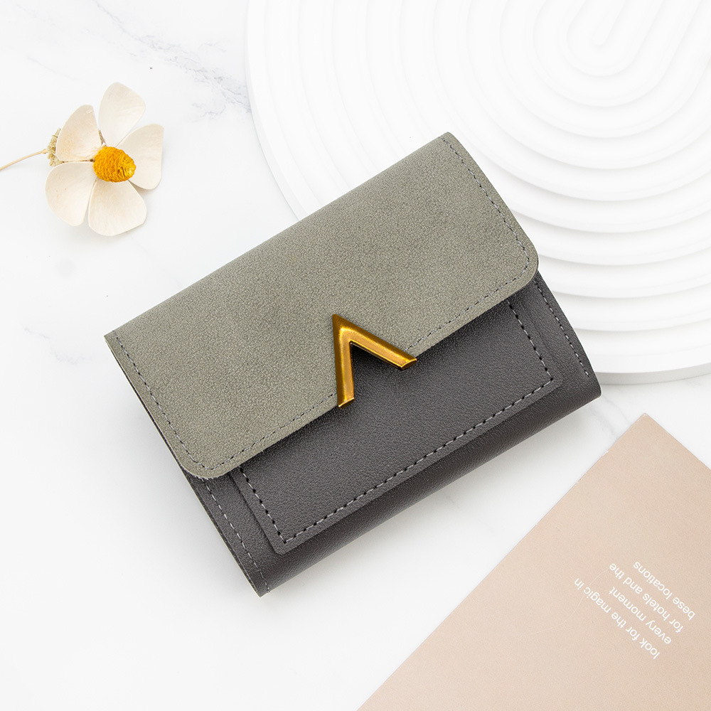 Nuevo estilo coreano simple de las mujeres cartera corta de gran capacidad chica estudiante cartera pequeña tarjeta titular de la moneda monedero