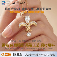 源头IGI河南培育钻石黄金18K金项链鸢尾花吊坠批发工厂女ins