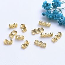 保色18K包金微镶锆石双排珍珠隔珠 DIY手工串珠手链项链饰品配件