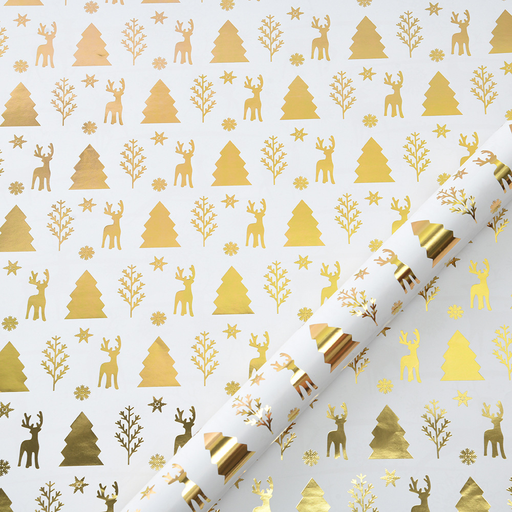 Suministro directo de fábrica de papel de regalo de bronceado de Navidad caja de regalo de Navidad retro papel de regalo de bricolaje spot al por mayor